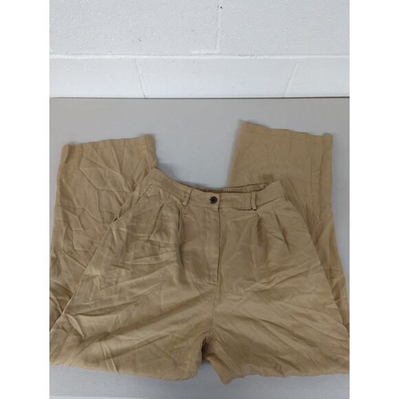 RTR Donni Sand Tan Twill Pleated Wide Leg High Rise Trouser Pants Size Medium - Picture 2 of 6